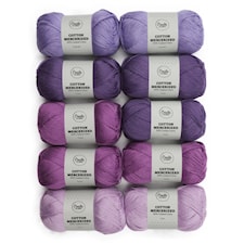 Garnpaket Adlibris Cotton Mercerized 100g Purple rain 10-pack