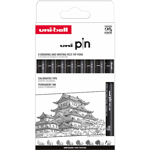 Fineliners Pin 200 Classic - 010 8-pakning Uni-Ball