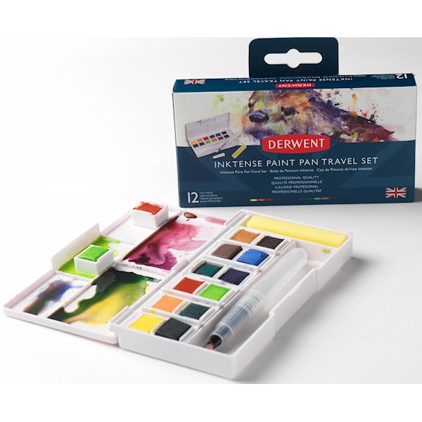 Akvarellfarge Inktense 12 halvkopper Derwent