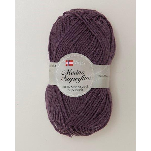 Viking of Norway Merino Superfine Garn Merinoull 50g Mörklila 668