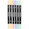 Textiltuschpennor spets 2,3+3,6 mm pastellfärger 6 st/1 förp.