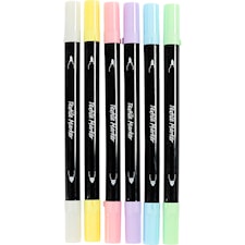 Tekstiilitussit, paksuus 2,3+3,6 mm, pastellivärit, 6 kpl/ 1 pkt