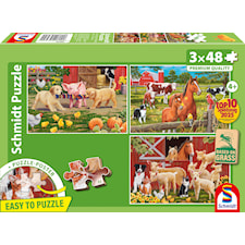 Maatilan Eläimet Lasten Palapeli 3 X 48 Palaa Schmidt