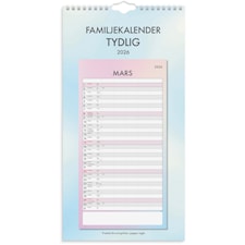 Familjekalender 2026 Tydlig 220x430 mm Burde