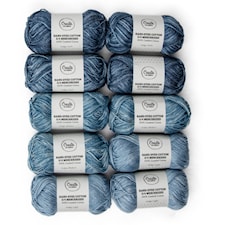 Adlibris Cotton 5/4 Hand-dyed Mercerized 50 gram Indigo blend 10-pack