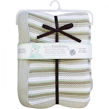 Stickad filt, Randig Beige/Grön, Piccolo Bambino