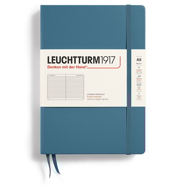 Notatbok A5 Hard Linjert Steinsblå Leuchtturm1917