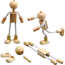 Träfigurer Elastiska 12 cm Olika Träslag 4 Set