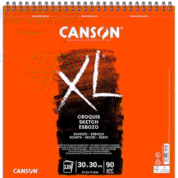 Skisseblokk 30x30 cm Croquis 120 ark 90g Canson XL