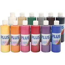 Plus Color hobbymaling, standardfarger, 12x250ml
