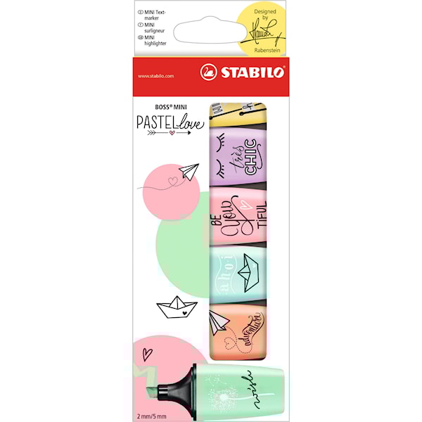 Överstrykningspenna STABILO BOSS Mini Pastellove 6st.