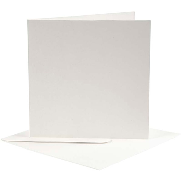 Brevkort, kort str. 12,5x12,5 cm, konvolutt str. 13,5x13,5 cm, råhvit, 10 sett/ 1 pk.