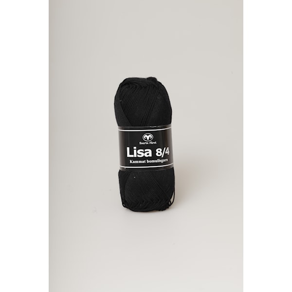 Lisa 8/4 Garn Bomull 50 g svart 01 Svarta Fåret