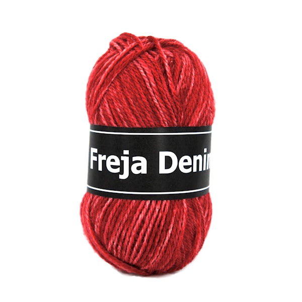 Svarta Fåret Freja Denim Garn Akryl 50g röd 602