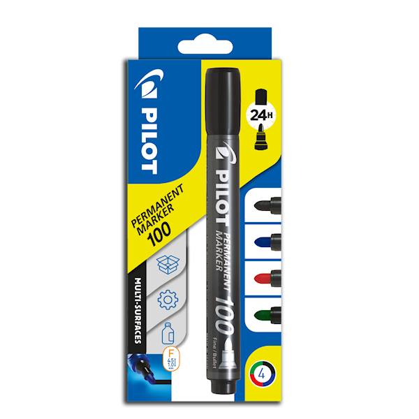 Permanent Marker 100 Pilot 4 farger