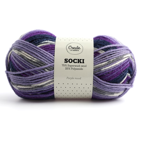 Adlibris Socki Garn Ullmix 100g Purple Mood B010
