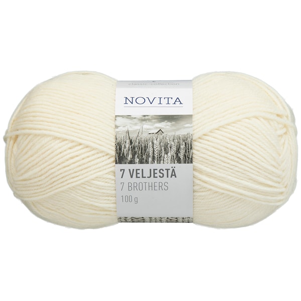 Novita 7 Veljestä Lanka Villasekoite 100 g, luonnonvalkoinen 010