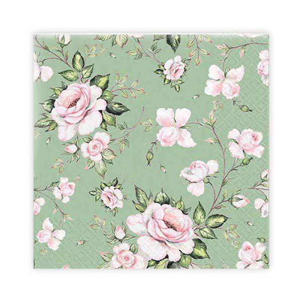 Kaffserviett Rosa roser 20-pack Gullers