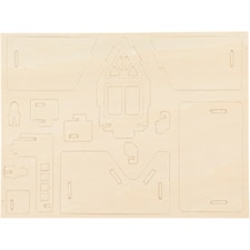 3D-figur i trä Hus med altan 15,8 x 17,5 x 19,5 cm