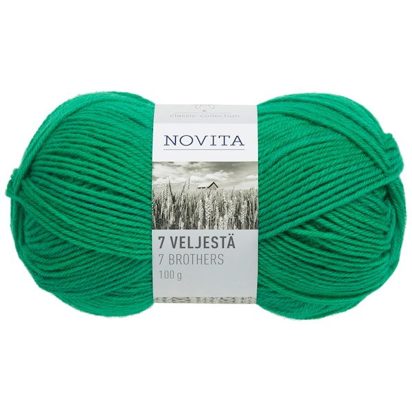Novita 7 Veljestä Lanka Villasekoite 100 g, nurmikko 394
