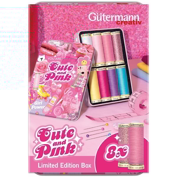 Trådsett Cute & Pink 100 m 8 ruller Güterman