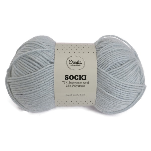 Adlibris Socki Garn Enfärgat Ullmix 100g Light Dusty Blue A145