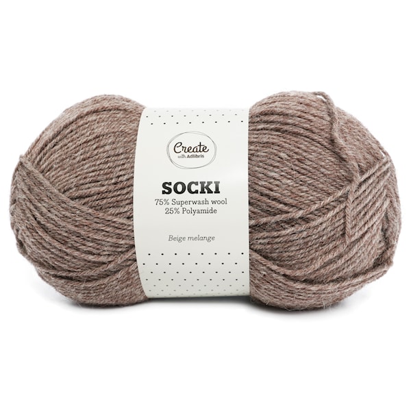 Adlibris Socki Lanka Yksivärinen Villasekoitus 100g Dark Beige Melange A044