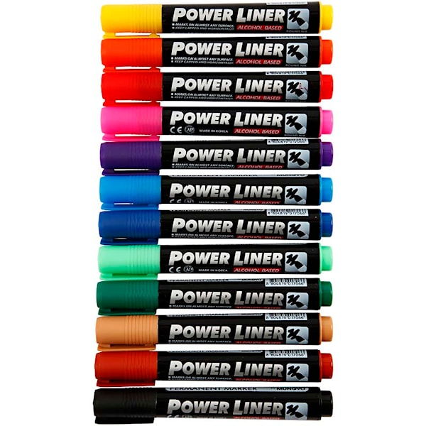 Power Liner, strek 1,5-3 mm, ass. farger, 12 stk./ 1 pk.