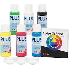 Plus Color hobbymaling, primærfarver, 6x60 ml/ 1 pk.