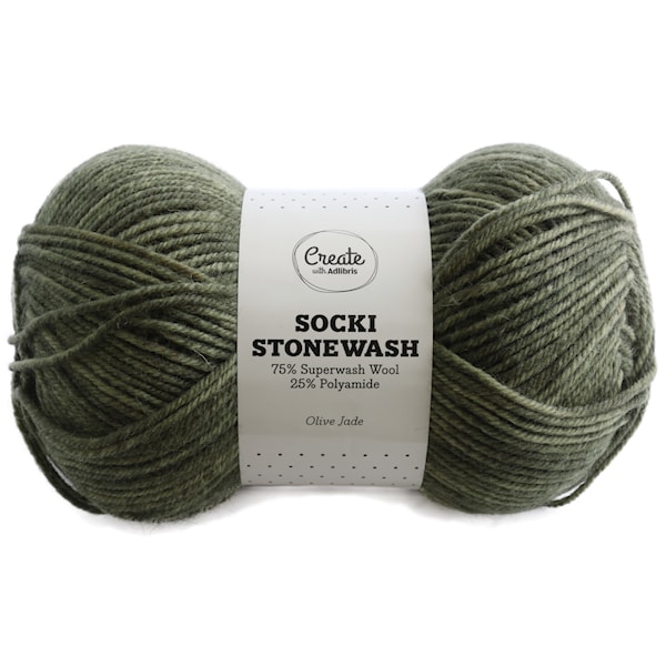 Socki Stonewash 100 g Olive Jade B121 Adlibris