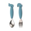 Done by Deer Easy-grip spoon and fork set Deer friends Blue