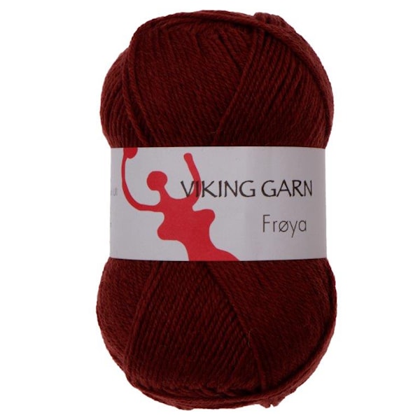 Viking of Norway Froya Garn Ullmix 50g Mörk vinröd 254