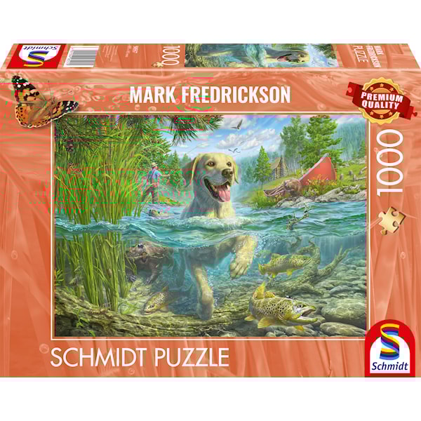 Puslespill Yellow Labrador goes fishing 1000 brikker, Schmidt