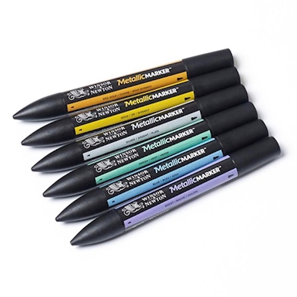 Markør penn Winsor & Newton Metallic Marker Sett 6 Metallic Tones