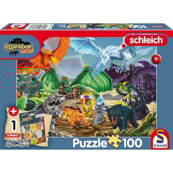 Puslespill slaget om den superkrystallen med Schleich mini figur 100 brikker Schmidt