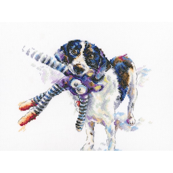 Broderisett rampete hund 25 x 21 cm RTO