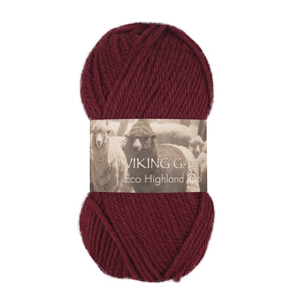 Highland Eco Wool Garn 50 g Mørk burgunder 258 Viking Garn