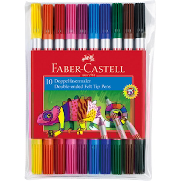 Faber-Castell Fibertusjer Dobbeltspiss Fin/Bred 10 pakning