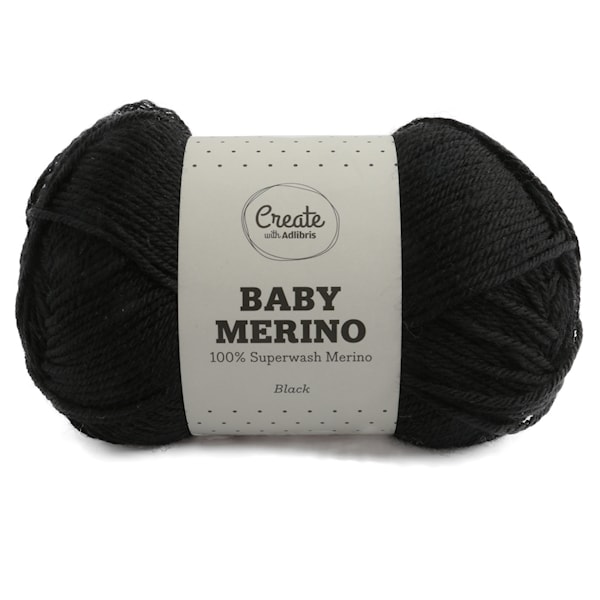 Adlibris Baby Merino Ull Garn 50g Black A004