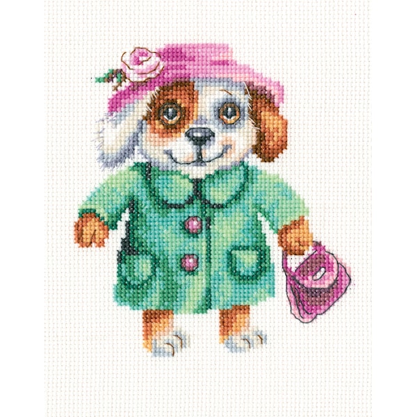 Broderikit hund på upptåg 12x13,5 cm RTO