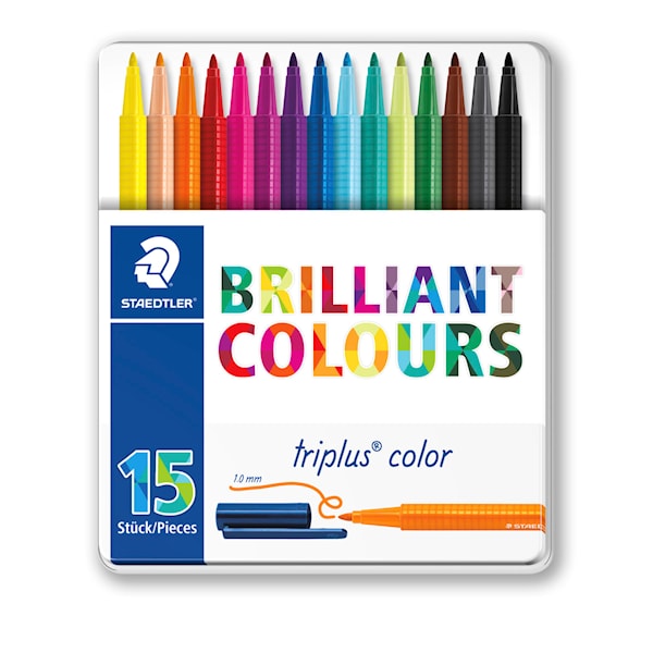 Triplus® color, 15-pack, Metallboks, 1 mm fiberspiss