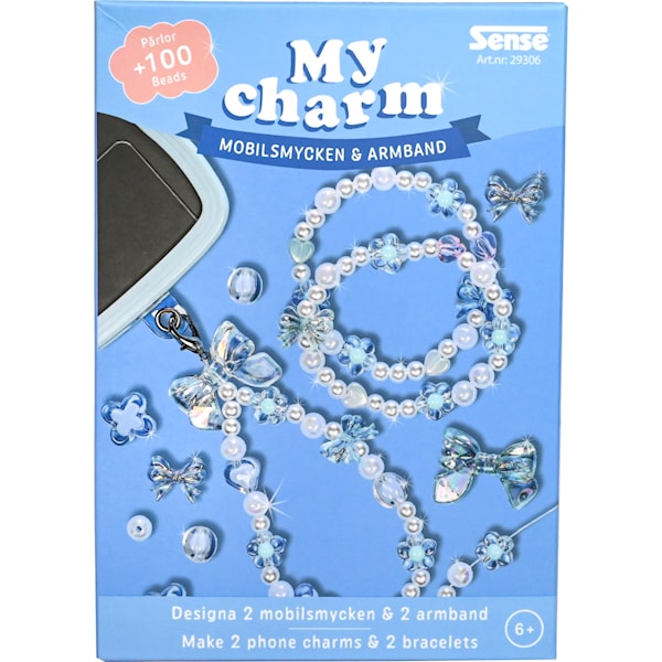 P&auml;rlset Mobilsmycke & Armband Bl&aring; Sense