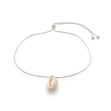 Pilgrim Anklet, Aki, Silver Plated, White