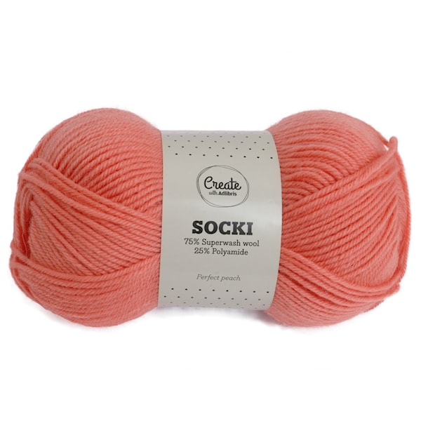 Adlibris Socki Garn Enfärgat Ullmix 100g Perfect Peach A152