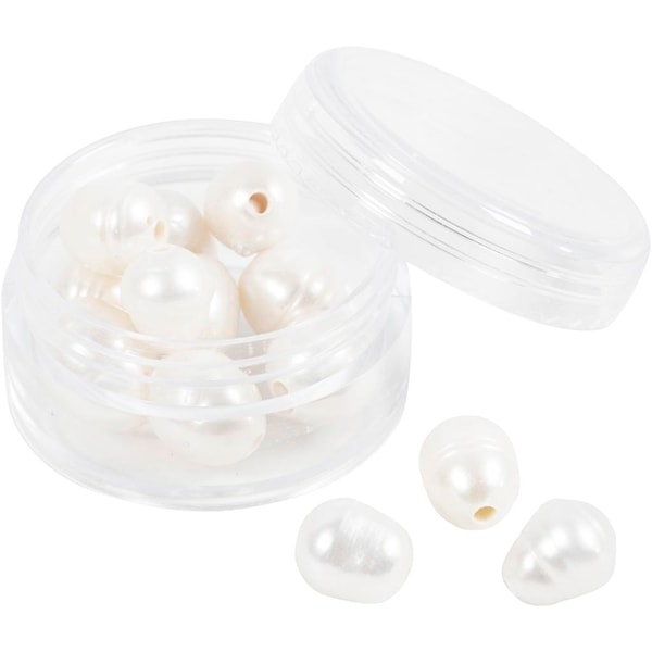 Ferskvannsperler, Perforert på langs, dia. 9-11 mm, hullstr. 2 mm, perlemor, 13 stk./ 1 pk.