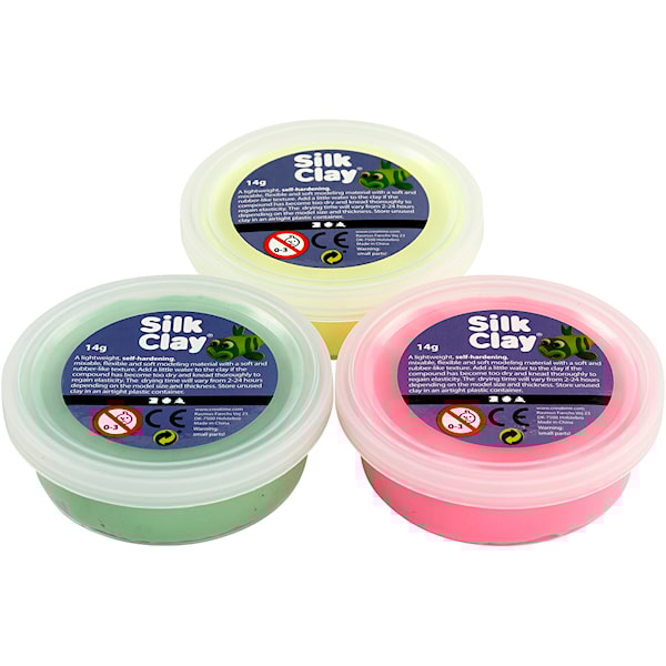 Silk Clay®, ljusgrön, neonrosa, neongul, 3x14 g/ 1 förp.