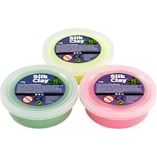 Silk Clay®, vaaleanvihreä, neonpinkki, neonkeltainen, 3x14 g/ 1 pkk