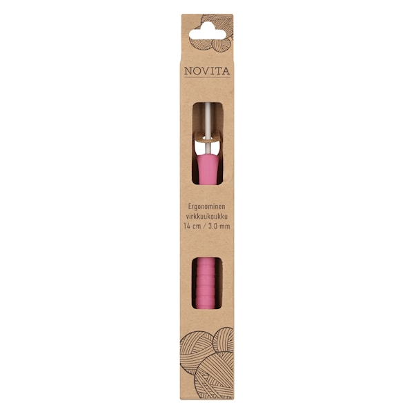 Ergonomisk Heklenål 14 cm 3.00 mm rosa Novita