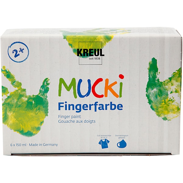 Mucki Fingermaling, ass. farger, 6x150 ml/ 1 pk.