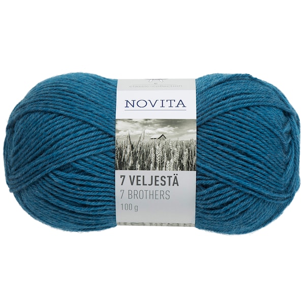 Novita 7 Veljestä Lanka Villasekoite 100 g, petrooli 021